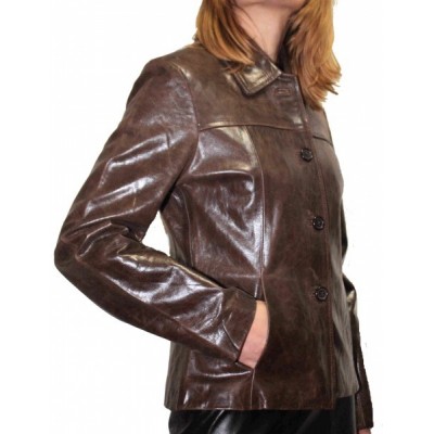 Veste en cuir de vachette vintage marron modèle Fridya