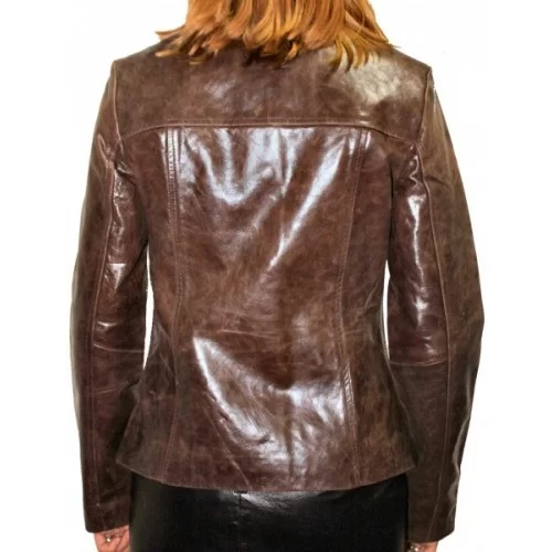 Veste en cuir de vachette vintage marron modèle Fridya