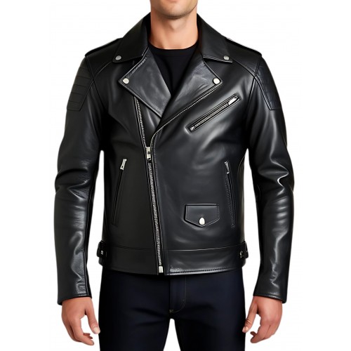 Perfecto cuir homme agneau noir modèle Francisse