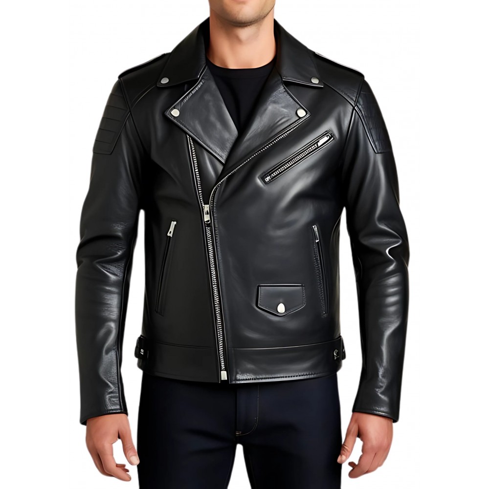 Perfecto cuir homme agneau noir modèle Francisse