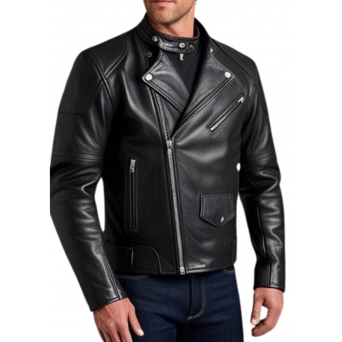 Blouson perfecto cuir homme agneau noir modèle Prisme
