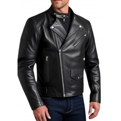 Blouson perfecto cuir homme agneau noir modèle Prisme