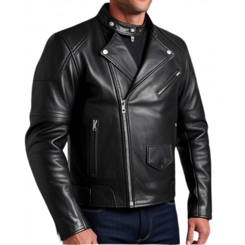 Blouson perfecto cuir homme agneau noir modèle Prisme
