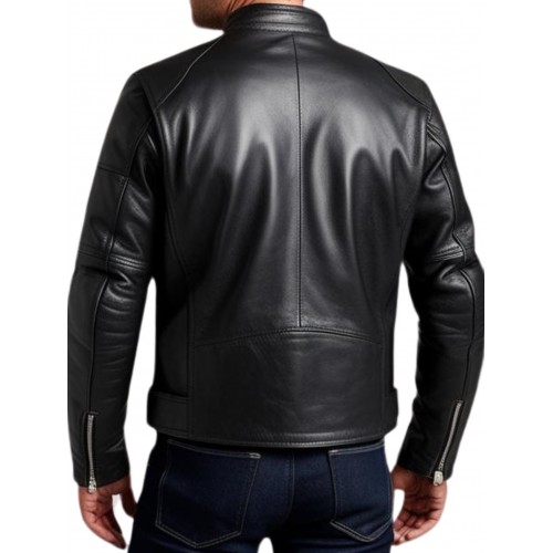 Blouson perfecto cuir homme agneau noir modèle Prisme