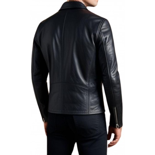 Blouson Perfecto cuir homme agneau noir modèle Romane