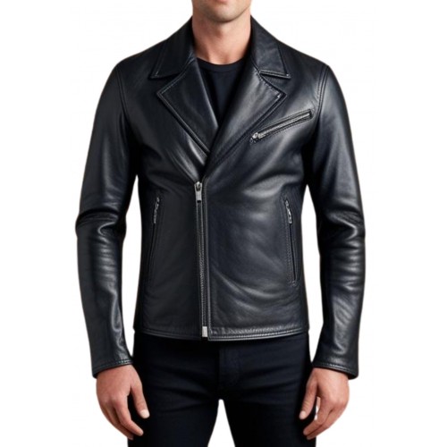 Blouson Perfecto cuir homme agneau noir modèle Romane
