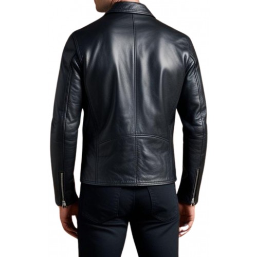 Blouson Perfecto cuir homme agneau noir modèle Romane