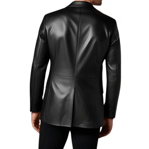 Veste blazer cuir homme 2 boutons avec fente au dos agneau modèle Carlotia