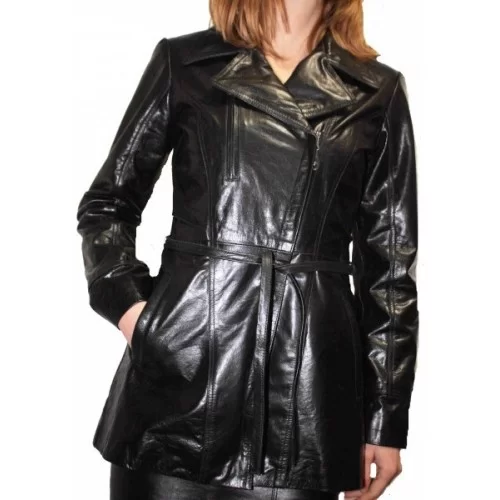 Veste trois quart en vachette vintage noire modèle Eve