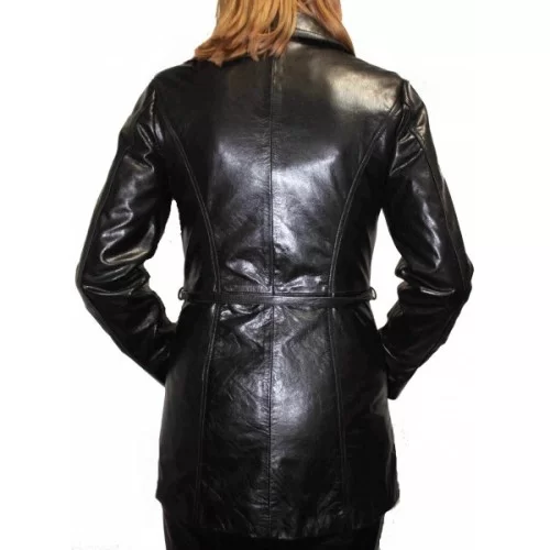 Veste trois quart en vachette vintage noire modèle Eve