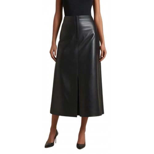 Jupe cuir longue agneau noir modèle Animare