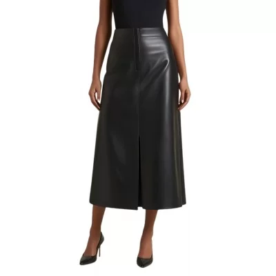 Jupe cuir longue agneau noir modèle Animare
