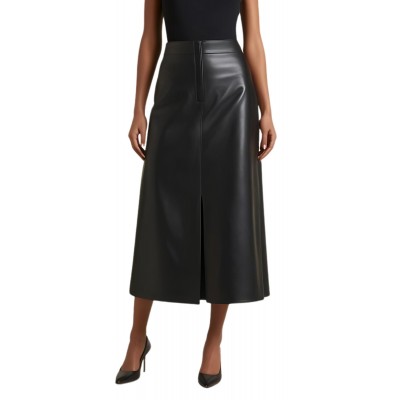 Jupe cuir longue agneau noir modèle Animare