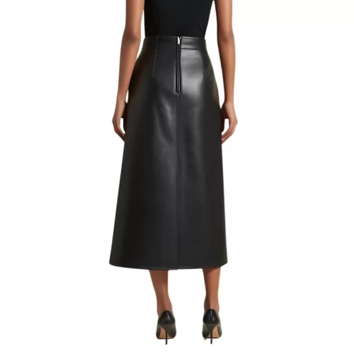 Jupe cuir longue agneau noir modèle Animare