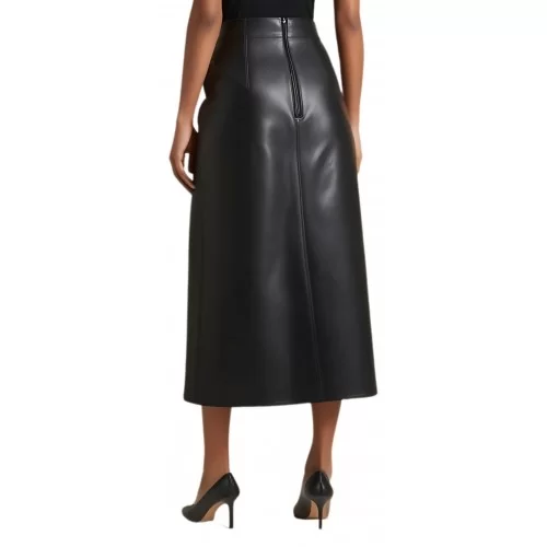 Jupe cuir longue agneau noir modèle Animare