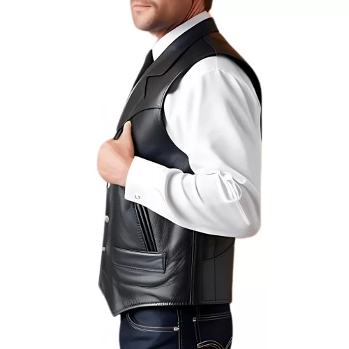Gilet cuir homme en veau lisse noir modèle Razora