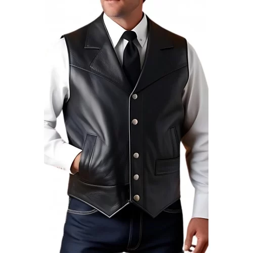 Gilet cuir homme en veau lisse noir modèle Razora