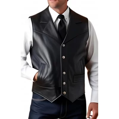 Gilet cuir homme en veau lisse noir modèle Razora