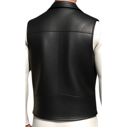 Gilet cuir homme en vachette noire modèle Bronale