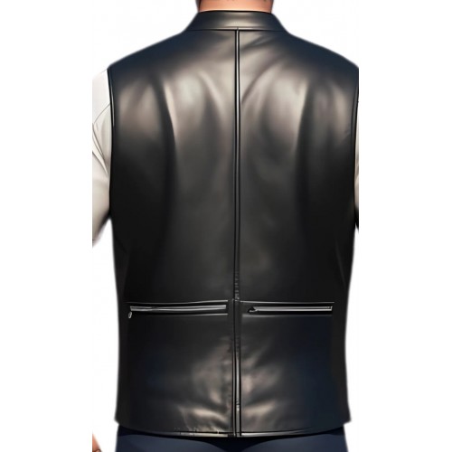 Gilet cuir reporteur homme en veau lisse noir modèle Globeur