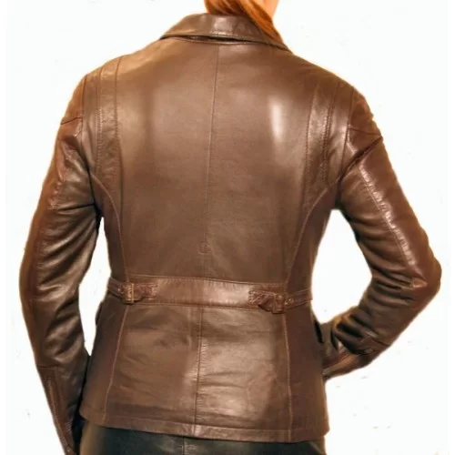 Veste en cuir d'agneau marron modèle Dora