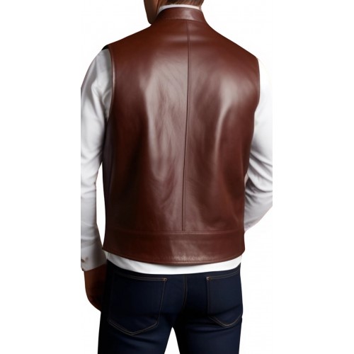Gilet cuir homme en agneau marron tout cuir modèle Pirazzi