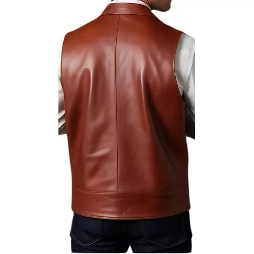Gilet cuir homme en agneau marron tout cuir modèle Gourra