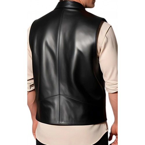 Gilet cuir homme en agneau noir tout cuir modèle Armanile