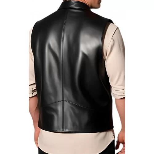 Gilet cuir homme en agneau noir tout cuir modèle Armanile