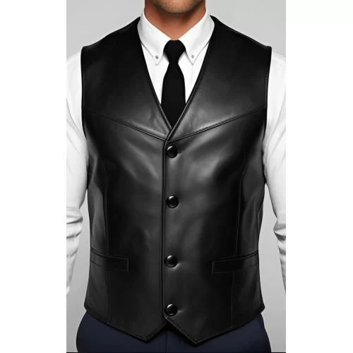 Gilet cuir homme en agneau noir tout cuir modèle Terry