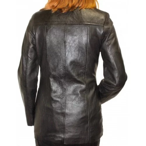 Veste en cuir d'agneau noir modèle Celia