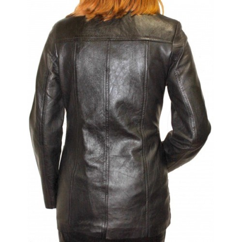 Veste en cuir d'agneau noir modèle Celia