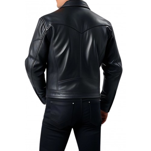 Blouson type western en agneau noir modèle Coubali