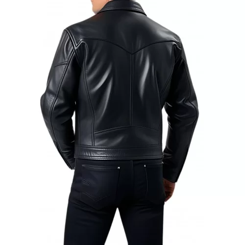 Blouson type western en agneau noir modèle Coubali