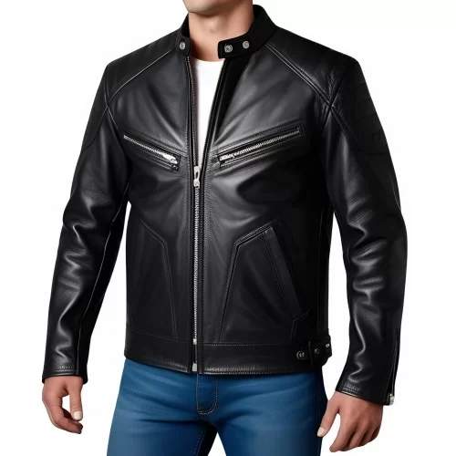 Blouson type western en agneau marron modèle Chris