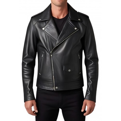 Perfecto homme en cuir agneau noir modèle rolleur