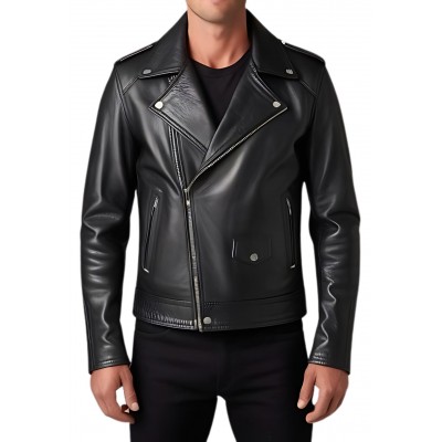 Perfecto homme en cuir agneau noir modèle rolleur