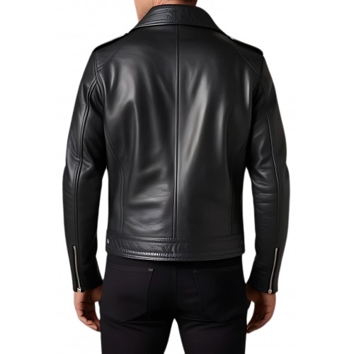 Perfecto homme en cuir agneau noir modèle rolleur