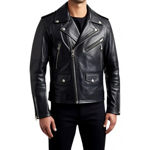 Perfecto cuir homme agneau noir modèle Bistori