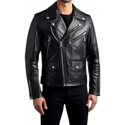 Perfecto cuir homme agneau noir modèle Bistori