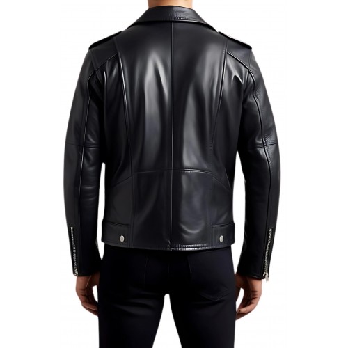 Perfecto cuir homme agneau noir modèle Bistori