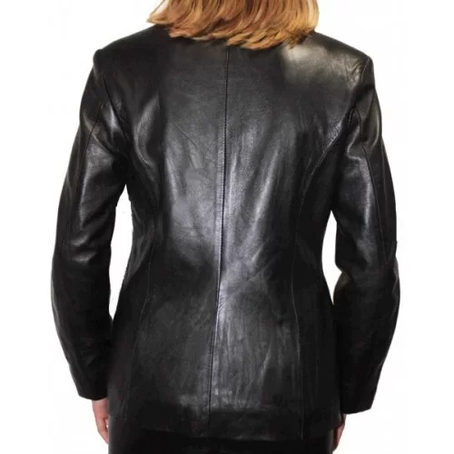 Veste femme en cuir d'agneau noir modèle Caissay