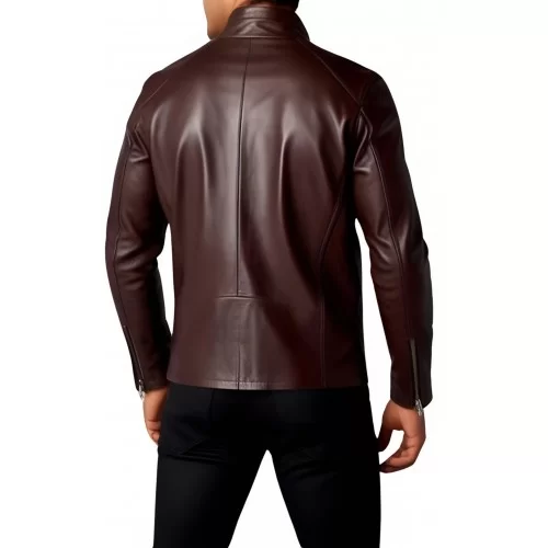 Blouson cuir homme classique en agneau marron modèle Zerome