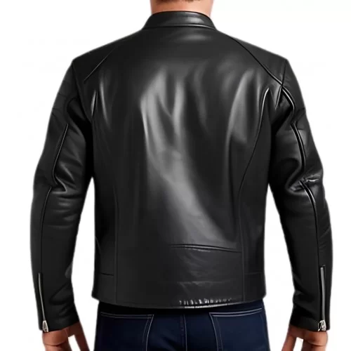 Blouson homme en cuir d'agneau noir modèle Hiron