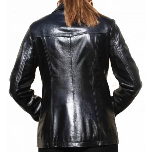 Veste cuir femme en vachette noire modèle Apoline