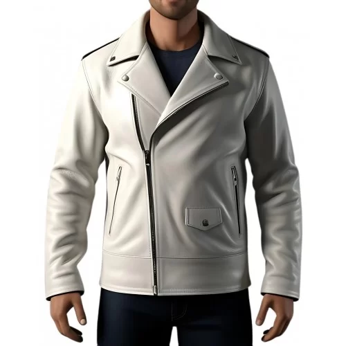 Perfecto cuir homme en agneau blanc modèle Divace