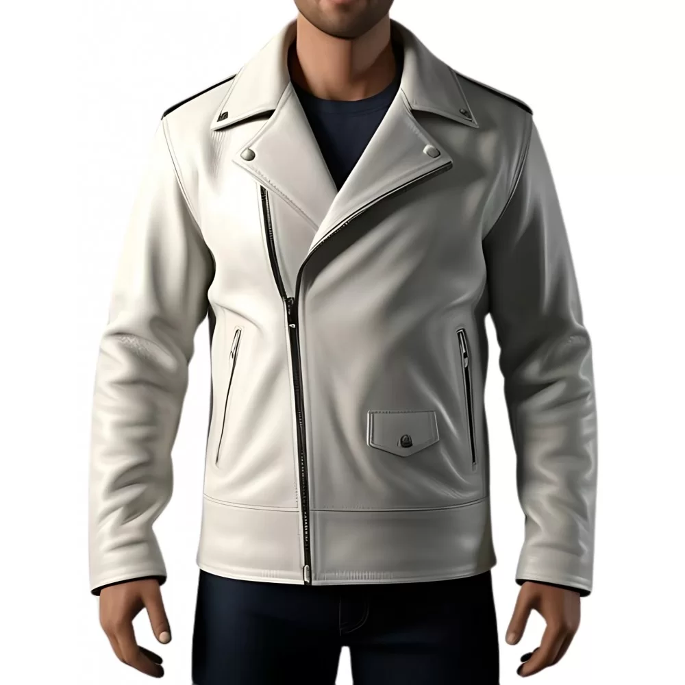 Perfecto cuir homme en agneau blanc modèle Divace