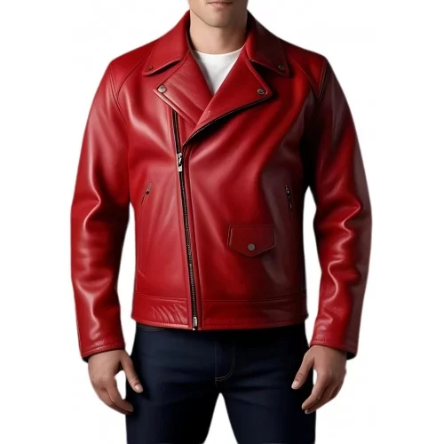 Perfecto cuir homme en agneau rouge modèle renardo
