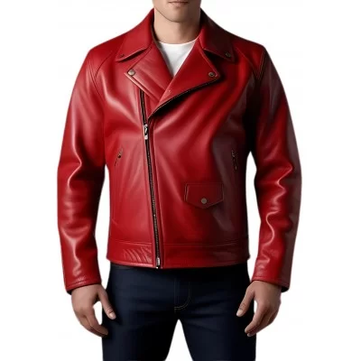 Perfecto cuir homme en agneau rouge modèle renardo