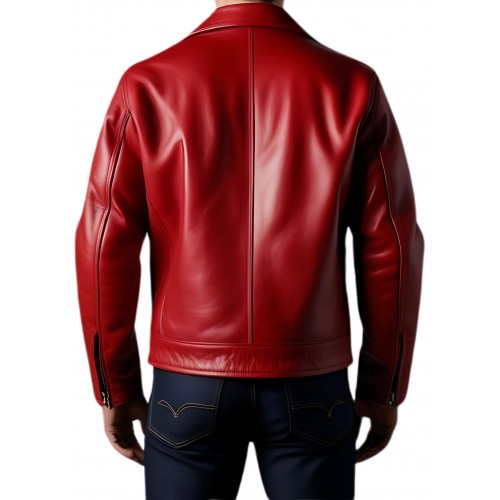 Perfecto cuir homme en agneau rouge modèle renardo